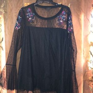 Lane Bryant bell sleeve and embroidered shirt